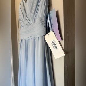 NWT Kleinfeld Spaghetti Strap V-Neck Maxi Dress in Light Blue